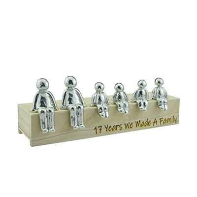 Image of 17th Anniversary Idea 17 Years We Made A Family Metal Ornament Choose Your Combination Box &amp; Woodgrain May Vary(4 Children)