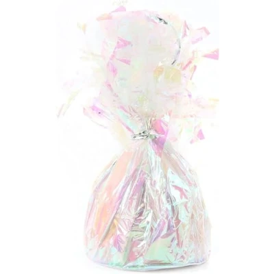 Image of Foil Balloon Weight for Helium Balloons in Iridescent 1x 160g Heavy Birthday Party Wedding Celebration Décor with Tassles