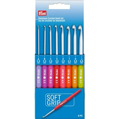 Image of Prym Soft Grip Aluminum, 2 6mm Crochet Hook Set, Multicolor 8 Count