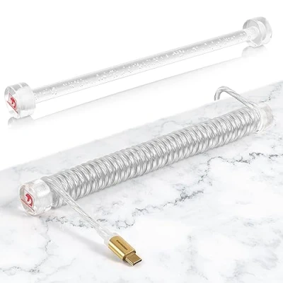 Image of MAMBASNAKE RC02 Custom Fixed Rod For Coiled Keyboard Cable, CNC Acrylic Winder, Mechanical Cable Management Pole, Aviator Weight Bar, 7.68In Length Gaming Transparent