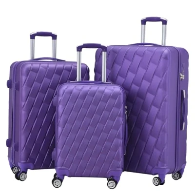 Image of CMY Suitcase Set Hard Shell suitcases Lightweight 3 Digit Combination Lock 4 Dual Spinner Wheels Pcs &amp; Travel Bags Luggage Sets with Telescopic Handle (Purple, Piece Set)