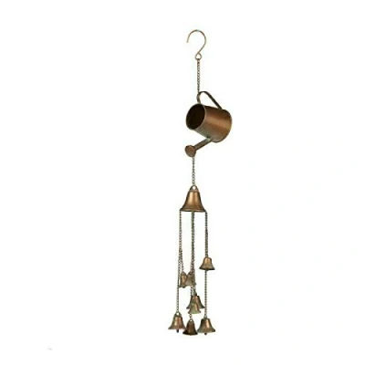 Image of Galvanised Metal Watering Can Wind Chimes Vintage Copper Home Garden Ornament