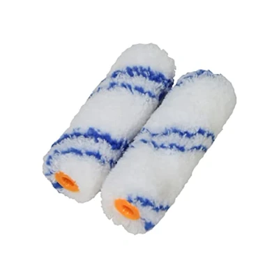 Image of Faithfull FAIRMINI2FLO Flock Foam Mini Roller Refills 100mm (4in) Twin Pack. for oil/waterbased gloss paints on smooth surfaces