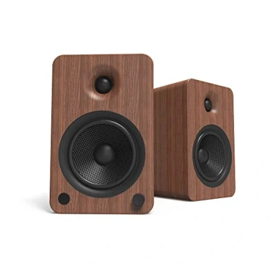 Image of Kanto YU6WALNUT Powered Bookshelf Speakers with Bluetooth and Phono Preamp 5.25&quot; Kevlar Driver 200W Peak Power Pair Walnut