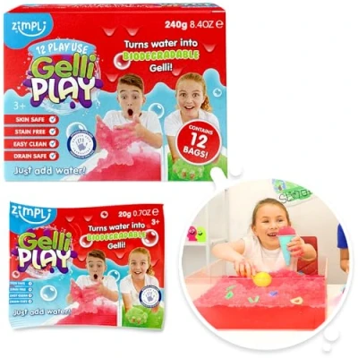 Image of Zimpli Kids Play Foil Bags Stocking Fillers for Kids, 12 x Gelli Sachets, Party Favours