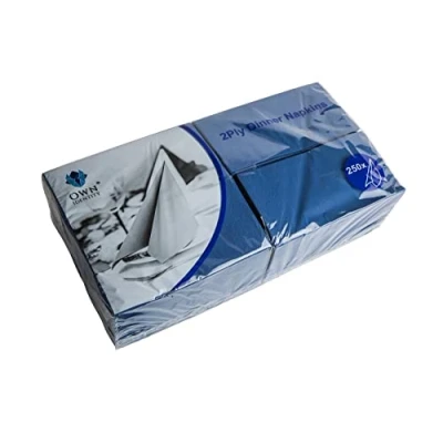 Image of We Can Source It Ltd Paper Napkin Serviettes/Tissues Soft 2 Ply 40cm Dinner 8 Fold (Rectangular) Dark Blue 500 Napkins (2Pack)