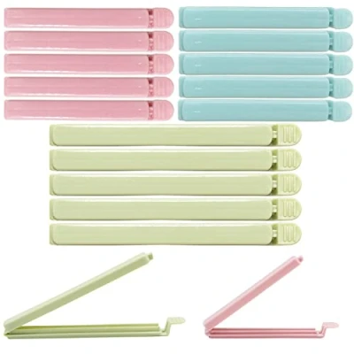 Image of 15 Pieces Food Clips, Plastic Bag Clips Reusable for Storage Colorful Sealing Snack, Coffee, Home, Kitchen, Travel, Camping (4.7inch, 5.9inch)