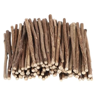 Image of WINOMO 100pcs Wood Log Sticks for DIY Crafts 10CM Long 0.3 0.5CM in Diameter (Wood Color)