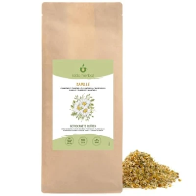 Image of Chamomile Herb Loose Tea (100g, 3.5oz), Premium Quality Whole Blossoms, Gently Dried, 100% Natural and Pure for Preparation of Herbal Tea, Infusion