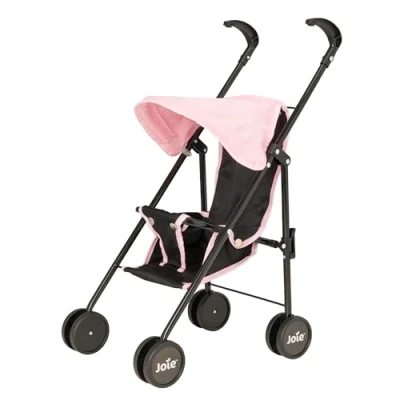 Image of Joie Mini Pushchair Childrens Stroller Pram In Black &amp; Pink Baby Doll Toy Umbrella Fold Role Play Dolls Buggy Ages 3+