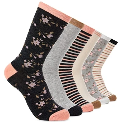 Image of CityComfort Socks Women Multipack of Stretchy Breathable Calf Length Crew and Teens Sports Retro Vintage Style Ankle (Cream/Grey, 4 7 UK)