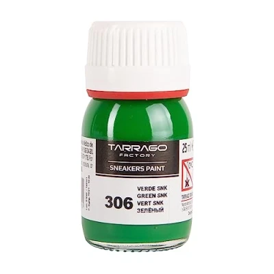 Image of Tarrago Green SNK 306 Shoe Paint 25ml with Brush and Sponge for Smooth Leather, Synthetic Leather or Canvas