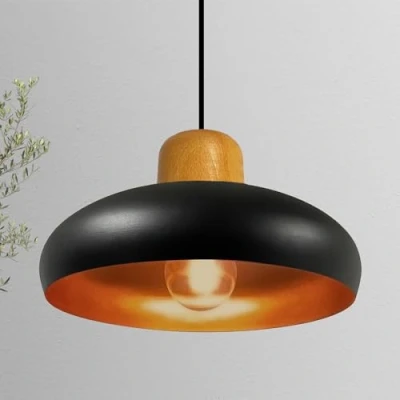 Image of bamyum Androa Industrial Ceiling Light Ø40 cm Metal Lamp Lighting Fixture Mid Century Modern Chandeliers Vintage Light, Black and Copper Colour