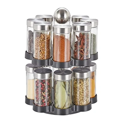 Image of Relaxdays Spice Rack, Silver/Black, 25 x 17.5 cm