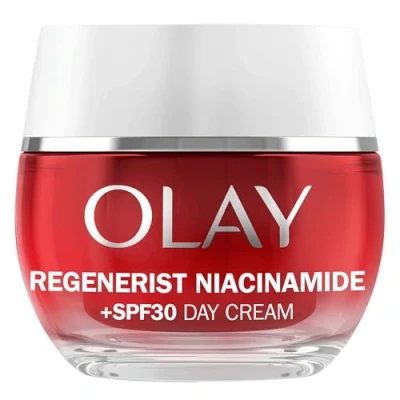 Image of Olay Regenerist Niacinamide Day Cream Face Moisturiser SPF 30, Skincare with 99% Purity, Antioxidant Vitamin E. Anti Aging Skin Care: Renews, Firms and Hydrates. Non Greasy, 50ml