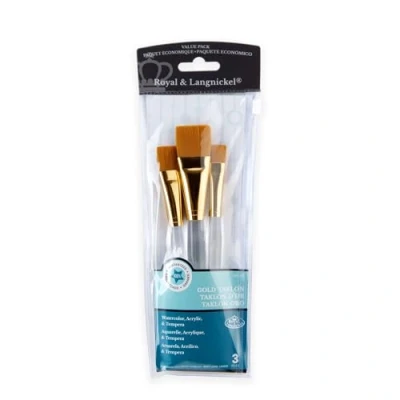 Image of Royal and Langnickel RSET 9160 Glaze Wash Taklon Variety Brush Set Gold (Pack of 3)