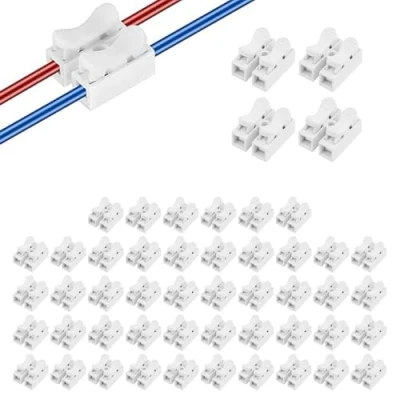 Image of Beatyarmy 50 PCS CH2 Quick Connector Spring Wire Connectors Block, Electrical Cable Clamp Terminal Block Terminals for Wiring