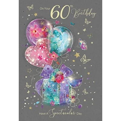 Image of Cherry Orchard 60th birthday Card, Milestone Age 60 From the Grogeous Grace Range Complete with Gold Envelope