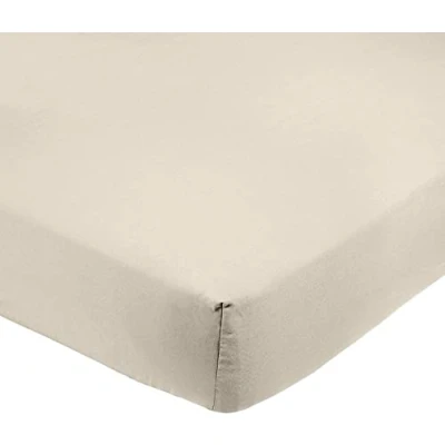 Image of Amazon Basics Soft Microfibre Double Fitted Sheet, Deep Pocket 12 inch (30 cm), Beige