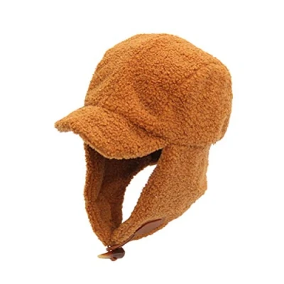Image of LIOOBO Mens Winter Hat Womens Wool Baseball Cap with Ear Flaps Hunting Trapper Windproof Warm Hats for Cold Weather (Khaki) Muffs Men