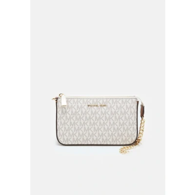 Image of Michael Kors JET SET Chain Pouchette Clutch, Women&#039;s, Size: One Size, Vanilla