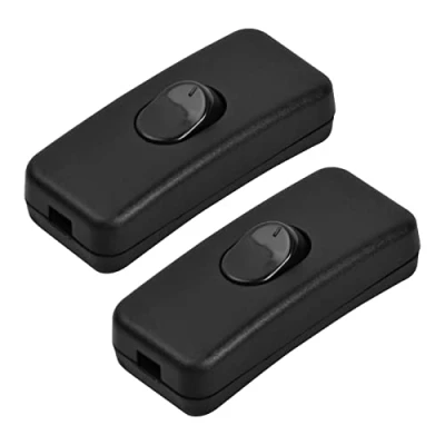 Image of Zsanhua 2 Pieces Low Profile in Line Torpedo Switch, 2A 250V Black Inline Cord Rocker Switch Lamp for Small Appliance or Accepts Core Flat Wire