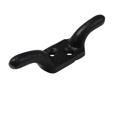 Image of Secure Fix Direct Black or Galvanised Cleat Hook 3&quot; 6&quot; (Washing Line Blind Cord Tie Back Trailer Rope) (Black, 3&quot;)