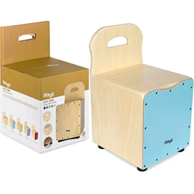 Image of Stagg Kids Cajon with EasyGo Backrest Blue Front Boar