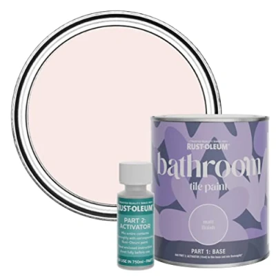 Image of Rust Oleum Pink Water Resistant Bathroom Tile Paint in Matt Finish China Rose 750ml