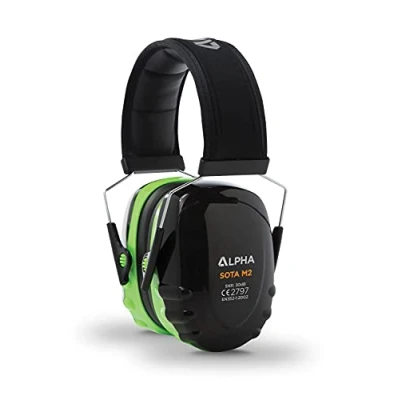 Image of ALPHA SOTA M2 Black, Green Medium Attenuation Lightweight Safety Ear Defenders, Earmuffs Provides Hearing protection against High noise levels