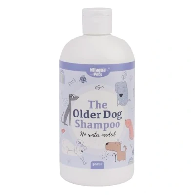 Image of Nilaqua Pets Older Dogs No Rinse Shampoo 500ml Calming Green Tea and Cucumber Fragrance Soft Kind Vitamin E Infused Perfect For Incontinence Free Water Senior
