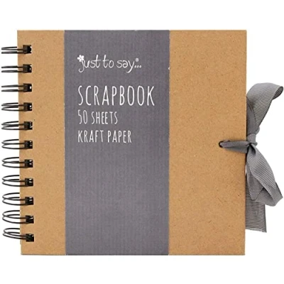 Image of Kraft Small/Medium/Large Square Scrapbook Quality Paper with Ribbon (Brown, Small 15cm x 50 Sheets)