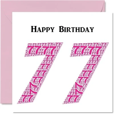 Image of Fun 77th Birthday Cards for Woman Shapecloud Happy Card Dad Mum Great Grandad Grandpa Nanny Grandma Gran Uncle Auntie, 145mm x Greeting Cards,