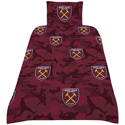 Image of West Ham Football Club Single Duvet Cover Set Official Camo Print