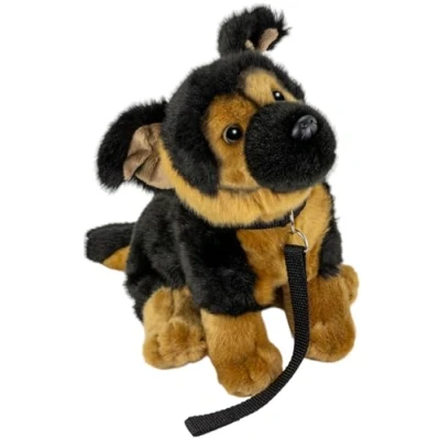 Image of Carl Dick German Shepherd Dog sitting with lead 10 inches, 25cm, Plush Toy, Soft Toy 3498