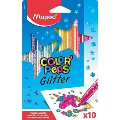 Image of Maped Color&#039;Peps Glitter Felt Tip Pens Excellent Coverage Pack of 10