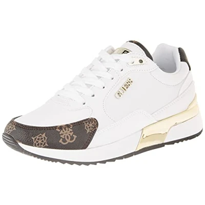 Image of Guess Women&#039;s Moxea Sneaker, White Brown Ochra, 6 UK