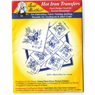 Image of Aunt Martha&#039;s Butterflies for Linens Hot Iron Embroidery Transfer