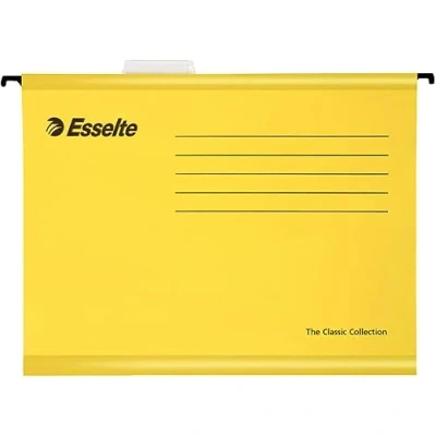 Image of Esselte Classic Reinforced Suspension File, A4, Pack of 25, Tabs Included, Yellow, 90314