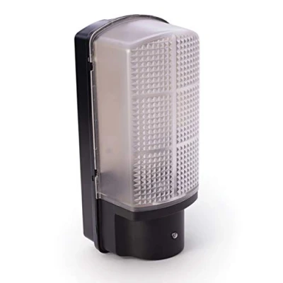 Image of Modern 6W LED Outdoor Heavy Duty Black Plastic IP44 Rated Dusk to Dawn Photocell Sensor Waterproof Exterior Outside Bulkhead Front Gate Garden Security Wall Mounted Light Mains 240V