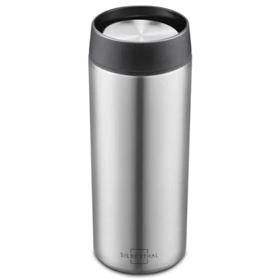 Image of Thermo mug 350ml stainless steel leak proof coffee to go with ceramic thermal cup in Silver warm for up 6 hours