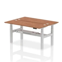 Image of Air B2B 1600x600mm Height Adjustable 2P Bench Desk CP Walnut/Silver