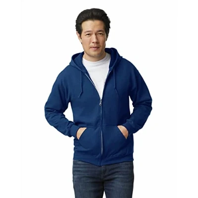 Image of GILDAN Men&#039;s Fleece Zip Hooded Sweatshirt, Style G18600, Navy, S