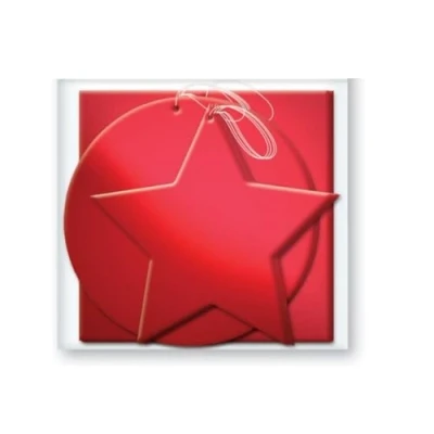 Image of The Home Fusion Company 12 x Foil Christmas Xmas Present Shaped Gift Tags in Red Silver or Gold,