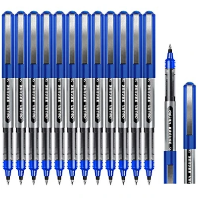 Image of Surcotto Rollerball Pen, 0.5mm Blue Pens, Smooth Ballpoint Pen Quick Drying Liquid Ink Pens Pack of 12