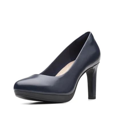 Image of Clarks Ambyr Joy Navy Leather Womens Shoes Standard Fit 7.5 UK