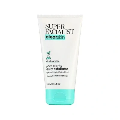Image of Super Facialist Pore Clarity Daily Exfoliator Acne Treatment &amp; Blackhead Remover with 1% Niacinamide, Tea Tree Oil Prebiotics, Vegan Friendly 150ml