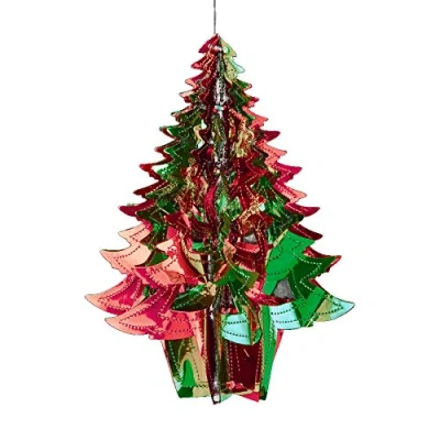 Image of Davies Green/Red Christmas 2 Tone Foil Ceiling Decorations 40cm Tree
