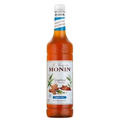 Image of MONIN Premium Gingerbread Sugar Free syrup 1L for Coffee and Cocktails. Vegan Friendly, Allergen Free, 100% Natural Flavours Colourings (Packing may vary)