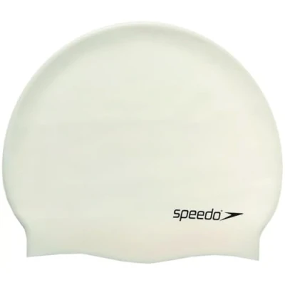 Image of Speedo Unisex Flat Silicon Swim Cap Hair Protect, White, One Size